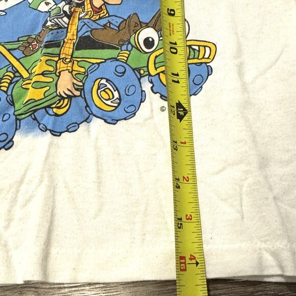 Vintage Disney Toy Story Shirt kids White Blue Buzz Woody RC Made USA 90s *READ* - Picture 11 of 12